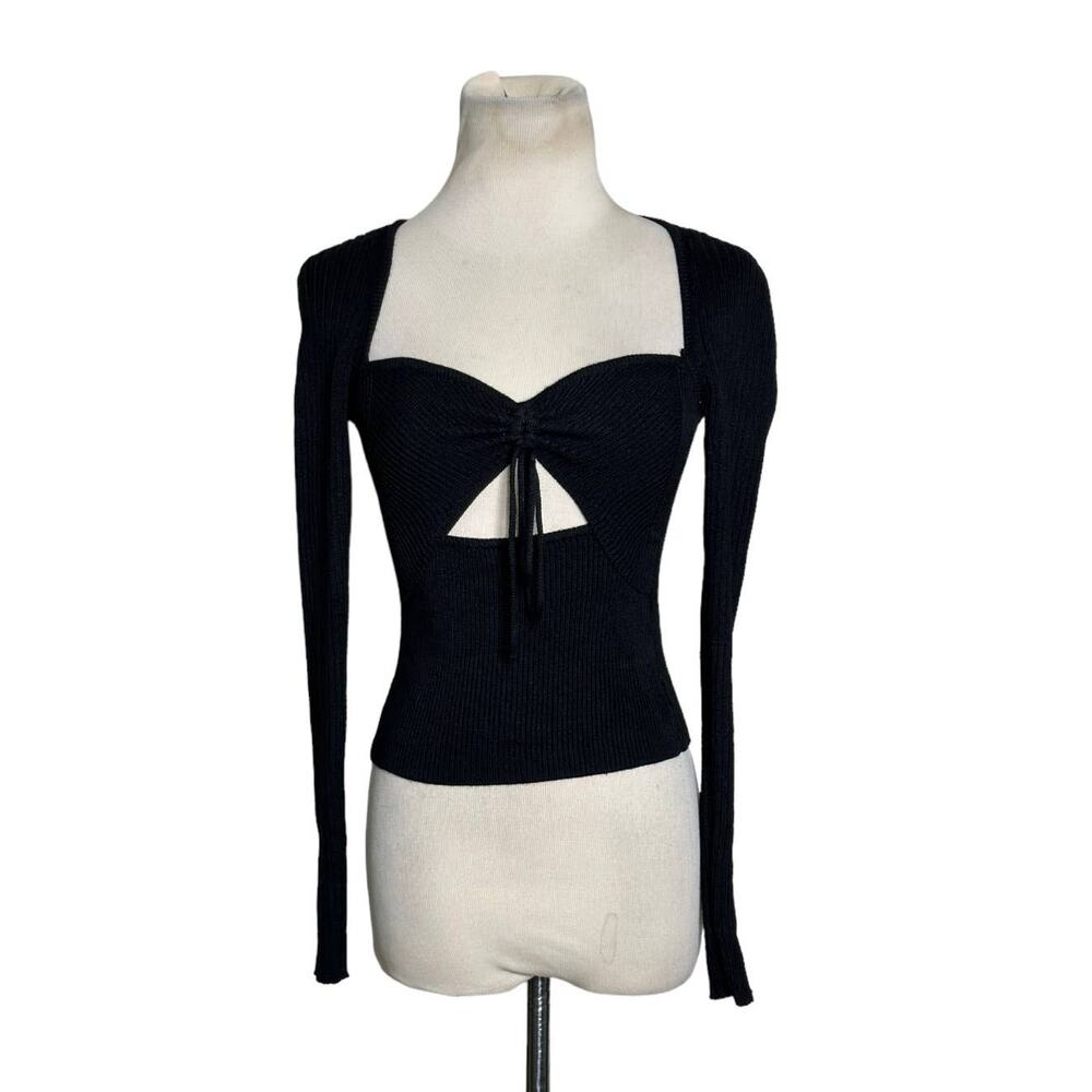 ASTR black knit long sleeves cut out fitted top size XS